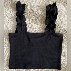 Zara Black Sleeveless Crop Top Size Small